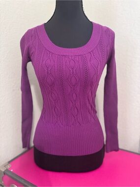 GUESS Cable Knit Scoop Neck Sweater